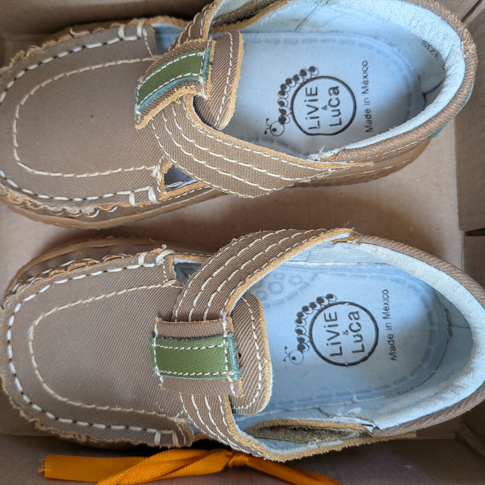 Livie & Luca Tan and Green Kids Moccasins